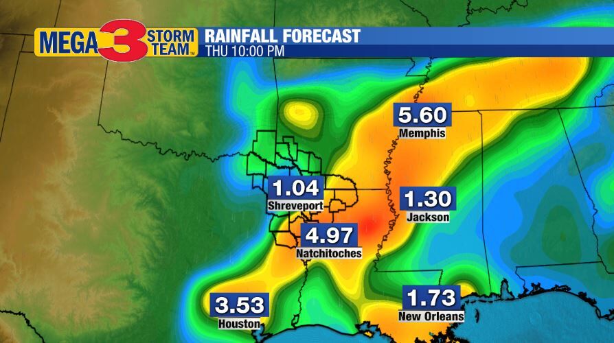 Forecast Rain Amounts through Thursday